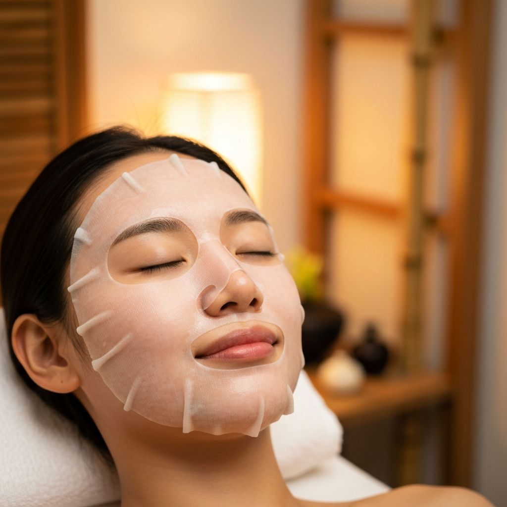 Professional Korean facial treatment in progress